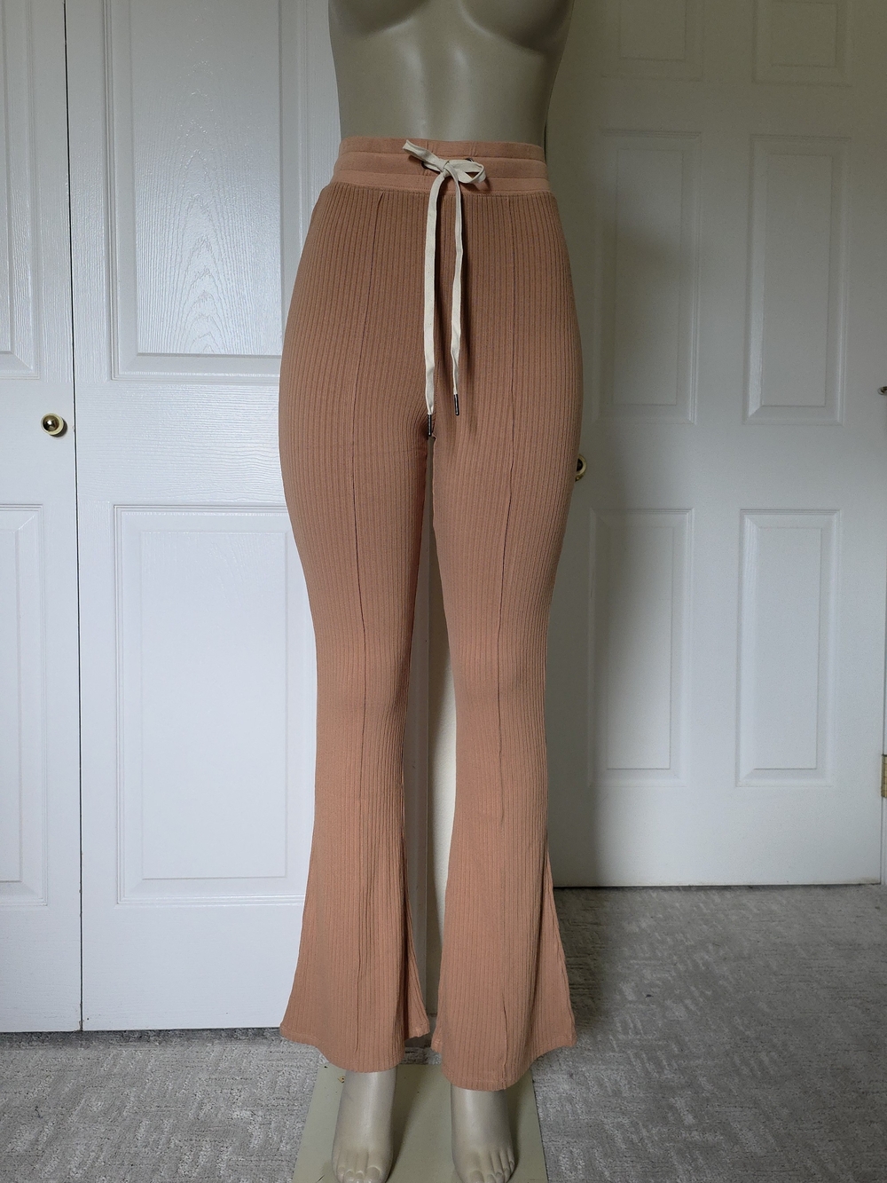 n:PHILANTHROPY Ribbed Drawstring Flare Pants in Color Ginger